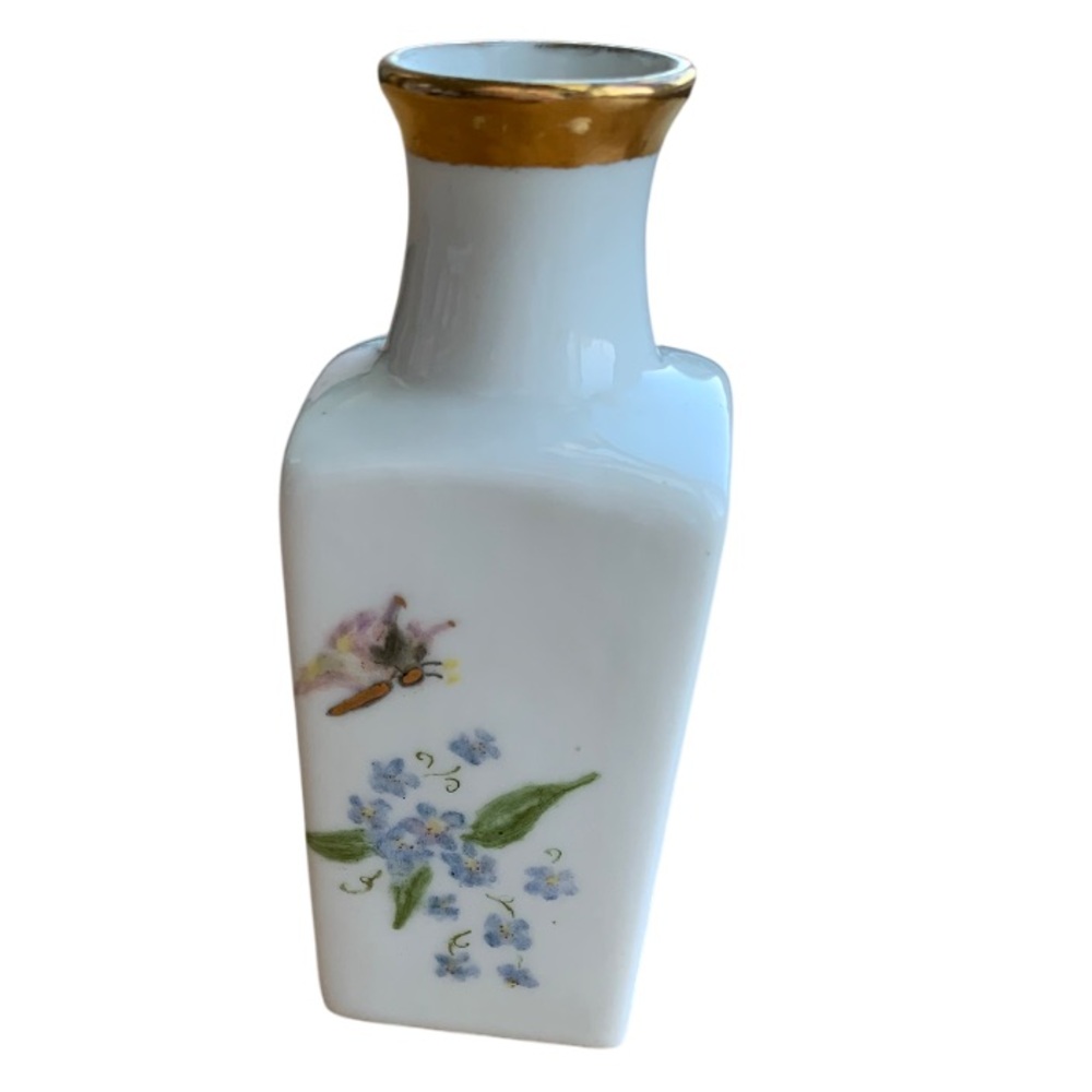 VINTAGE Porcelain Mini Floral Vase Decorative Accent Accessory Pastel Butterfly - Picture 4 of 13